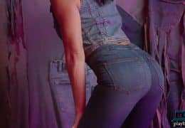 Playboy5.com – Round ass MILF pornstar Adriana Chechik solo jeans striptease for Playboy